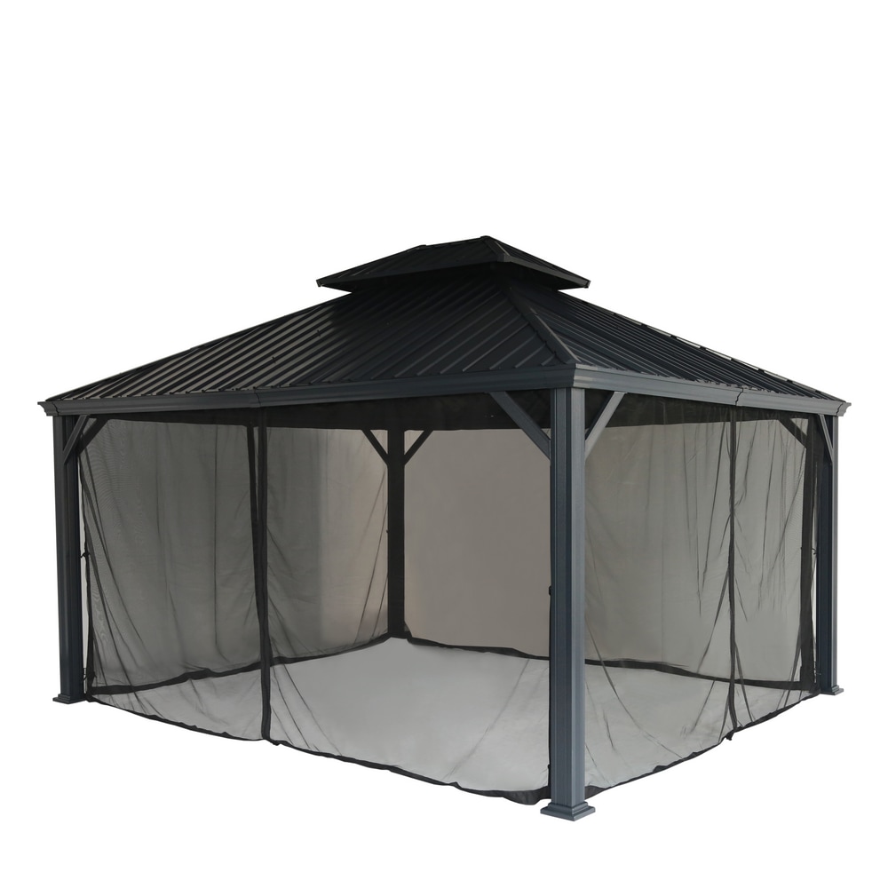 CANVAS Skyline Outdoor Patio HardTop Gazebo w/ Bug Net, for AllSeason