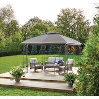 For Living Saltair - Gazebo carré à toit souple, gris, 10 x 10 pi Front_Flat