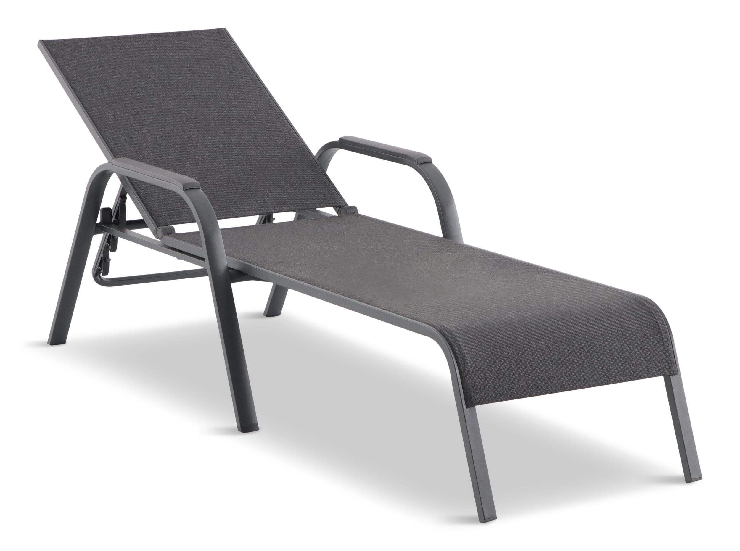 CANVAS SpringBank Sling Outdoor/Patio Chaise Lounger Black Front_Three_Fourths_Angled_Right
