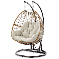 Fauteuil ovoïde double extérieur CANVAS Sydney avec support Front_Three_Fourths_Angled_Left