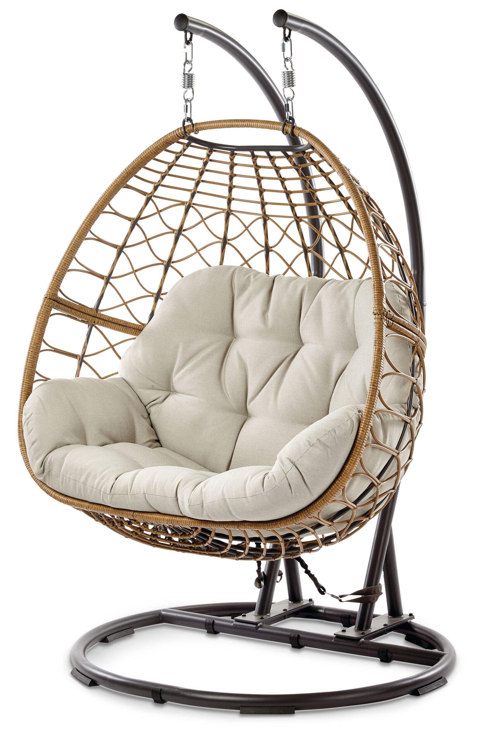 CANVAS Sydney Double Outdoor Egg Swing Chair with Stand Front_Three_Fourths_Angled_Left