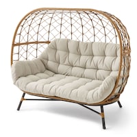CANVAS Sydney All-Weather Wicker Double Outdoor/Patio Egg Chair, Grey Front_Angled_Left