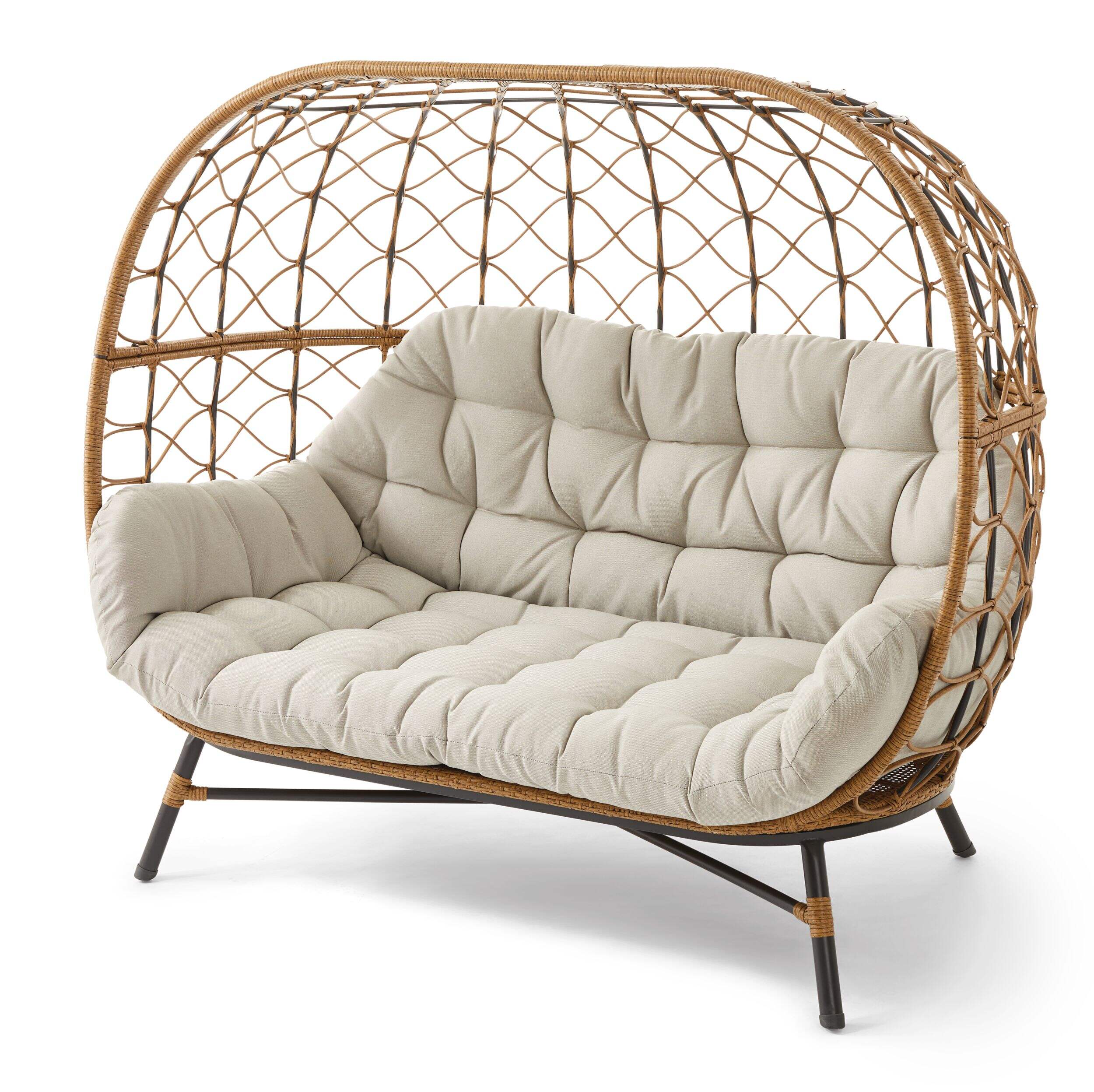 CANVAS Sydney All-Weather Wicker Double Outdoor/Patio Egg Chair, Grey Front_Angled_Left