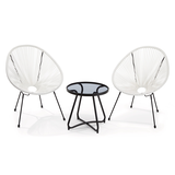 CANVAS Acapulco - Ensemble bistro de jardin en osier à plateau en verre pour toutes les conditions, blanc, 3 pce Composite_or_Mixed