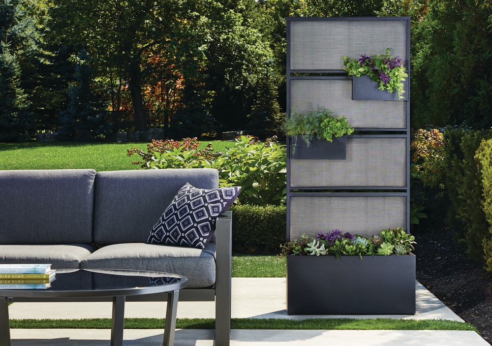 CANVAS Steel Frame Privacy Screen w/ Planters, 75x31.5x177.5 cm