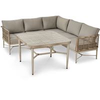 CANVAS Silvers Sands - Ensemble à dîner de jardin en osier avec plateau en verre et housse, 4 pcs Composite_or_Mixed