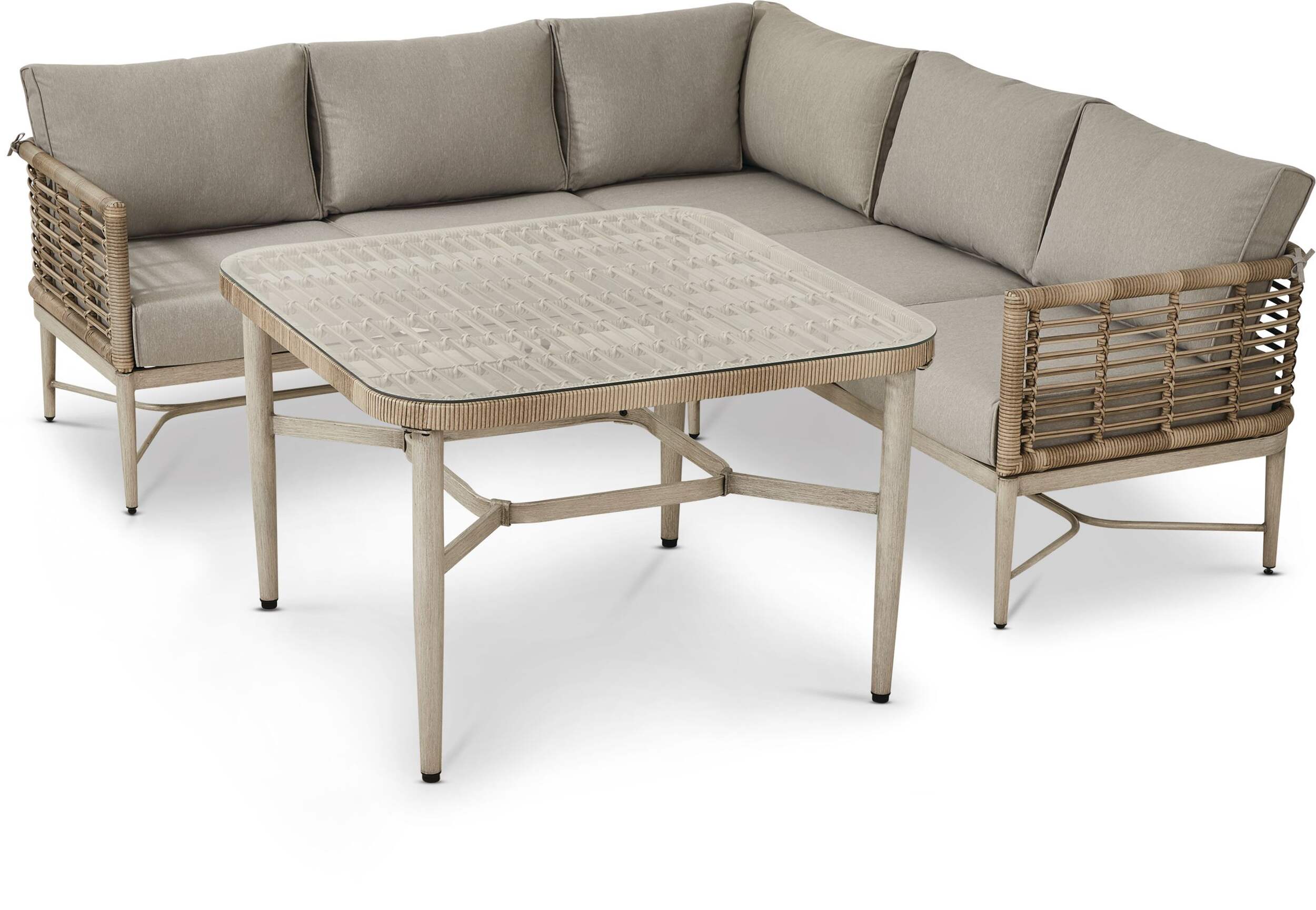 CANVAS Silver Sands All-Weather Wicker Outdoor/Patio Dining Set w/Glass Table & Cover, 4-pc Composite_or_Mixed