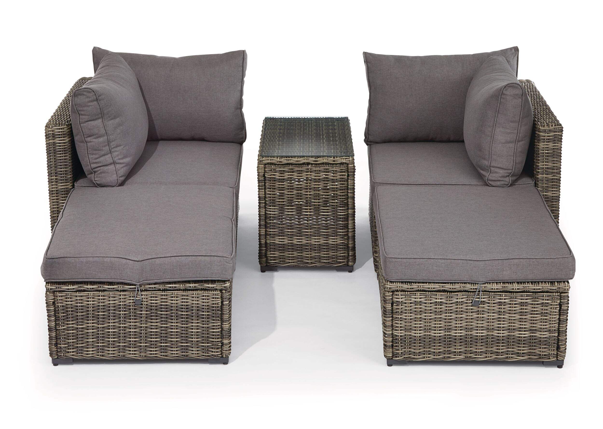 CANVAS Howe All Weather Wicker Outdoor/Patio Modular Chaise/Daybed Set w/ Glass Top, 5-pc Composite_or_Mixed