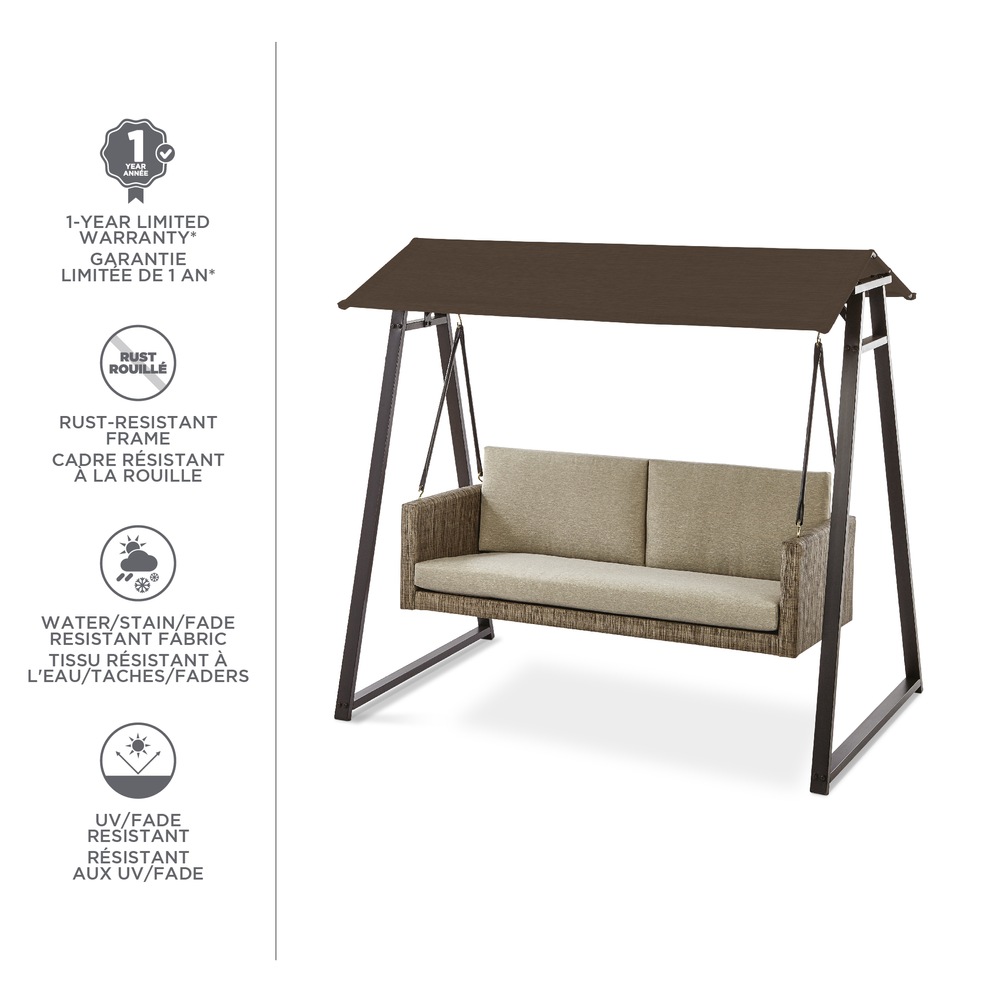 CANVAS Highfield UV Protected Outdoor/Patio 3Seater Swing w/Canopy
