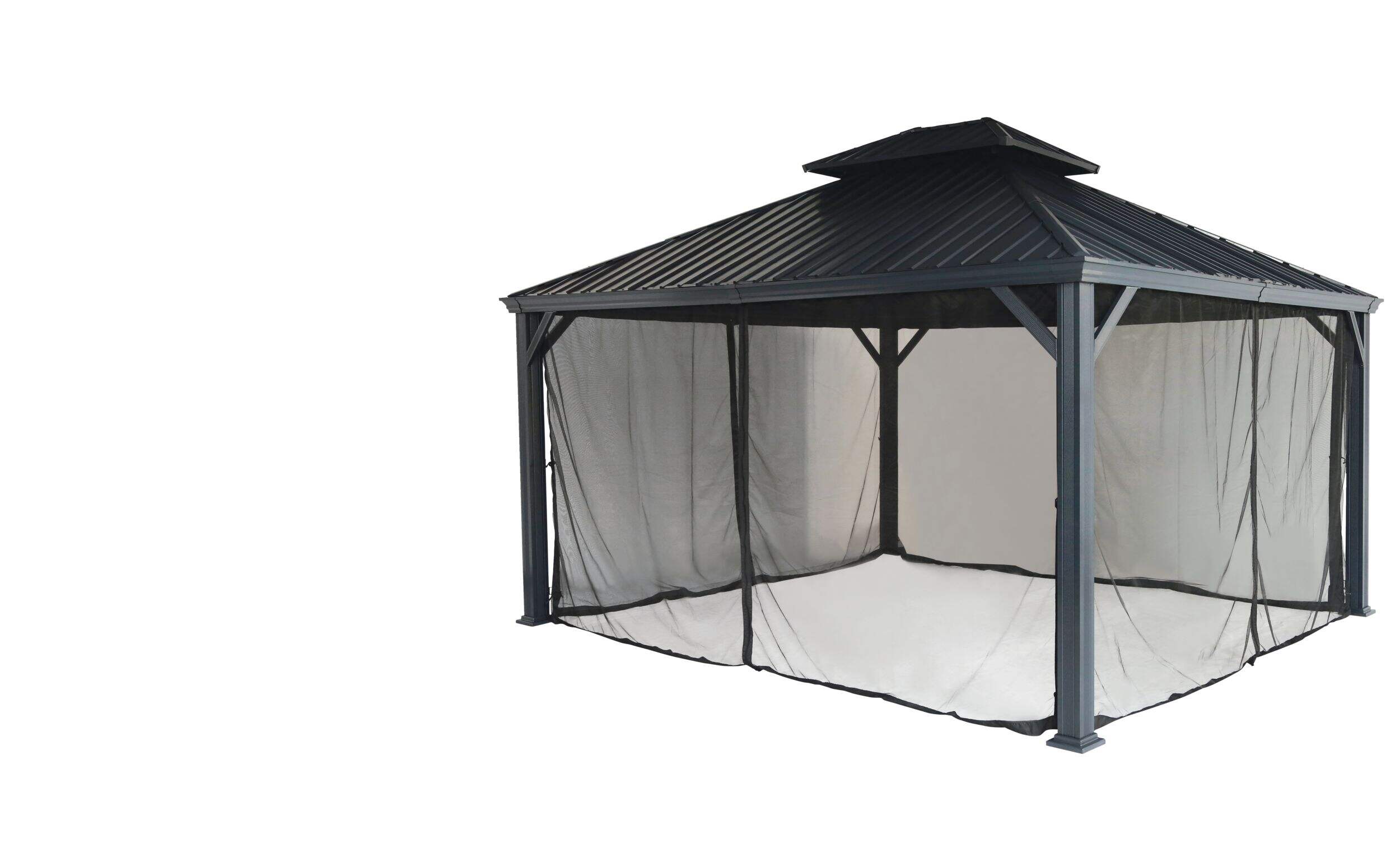 CANVAS Fabric Outdoor/Patio Gazebo Netting for Skyline Gazebo, 12-ft x 14-ft Front_Three_Fourths_Angled_Left