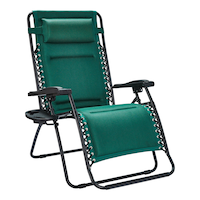 For Living Padded Mesh XL Zero Gravity Lounger Chair, Green