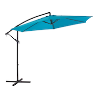 Parasol de jardin et d'extérieur en tissu For Living déporté, turquoise, 10 pi Front_Three_Fourths_Angled_Right