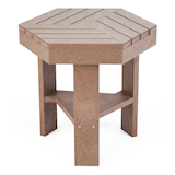 CANVAS Arrowhead Hexagonal UV & Rust-Resistant Outdoor Side Table, 16.4 x 19 x 18-in, Walnut Front_Three_Fourths_Angled_Left