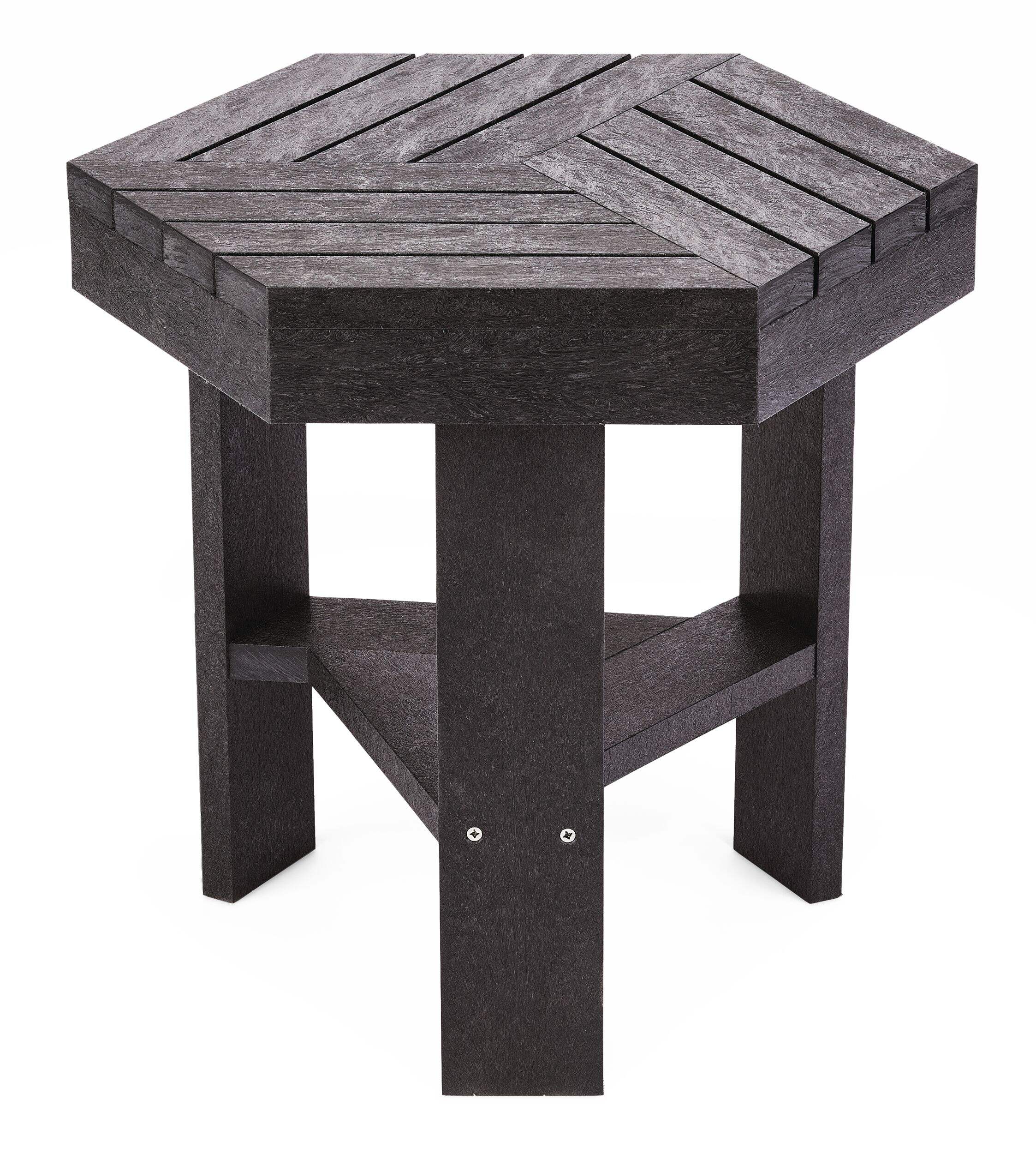CANVAS Arrowhead Hexagonal UV & Rust-Resistant Outdoor Side Table, 16.4 x 19 x 18-in, Black Front_Three_Fourths_Angled_Left