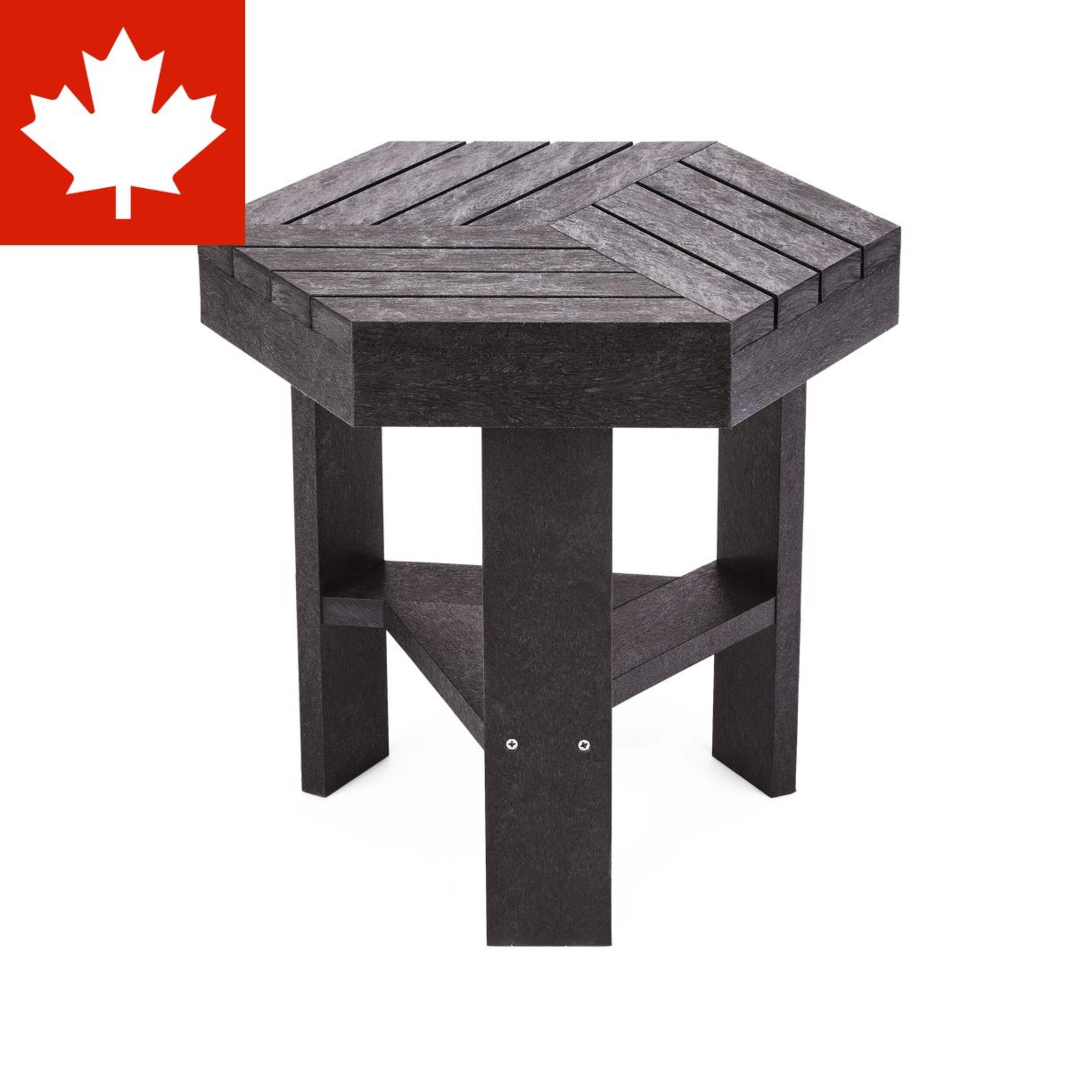 CANVAS Arrowhead Hexagonal UV & Rust-Resistant Outdoor Side Table, 16.4 x 19 x 18-in, Black Front_Three_Fourths_Angled_Left