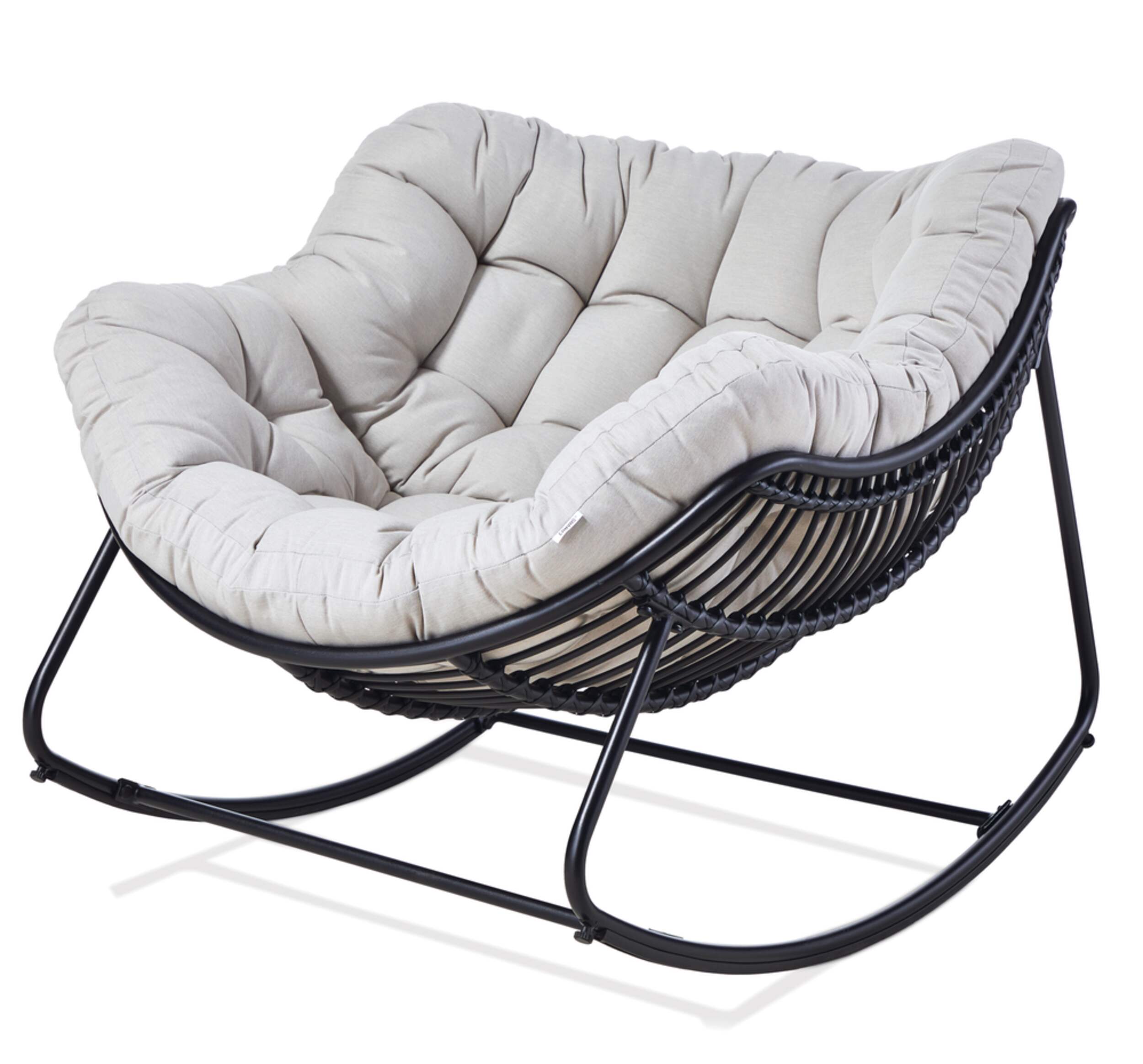 CANVAS Cove All-Weather Steel & Wicker Outdoor/Patio Rocking Chair with Large UV-Resistant Cushion Front_Three_Fourths_Angled_Left