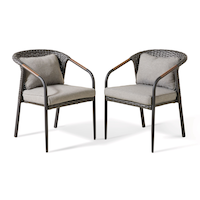 Fauteuil de salle à manger de jardin/d'extérieur en osier CANVAS Jasper, toute saison, paq. 2 Front_Flat