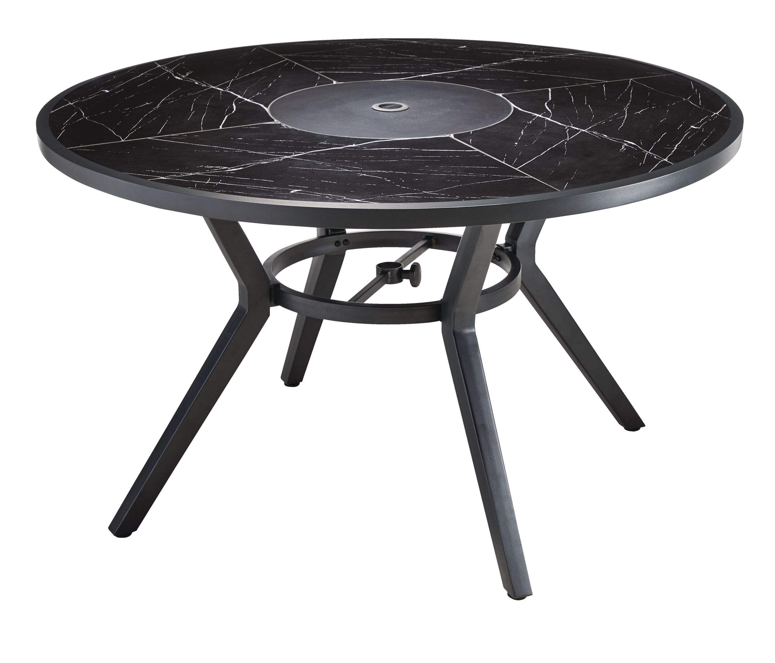 CANVAS Jasper Tile Tabletop Marble Finish Aluminum Frame Outdoor Patio Dining Table, 29-in Front_Three_Fourths_Angled_Left