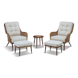 Ensemble de détente en acier et osier pour l'extérieur/la terrasse/le balcon, CANVAS Pelly, toutes saisons, paq. 5 Front_Elevated