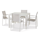 CANVAS Linnet Sling Outdoor/Patio Dining Set, White, 5-pc Front_Angled_Left