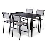 Ensemble à dîner haut en aluminium pour extérieur/patio CANVAS Cavell, extérieur/patio avec chaises empilables, 5 pces Front_Angled_Left