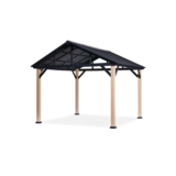 Abri de jardin à toit rigide CANVAS Homestead, faux bois, extérieur et patio, crochet de plafond Front_Three_Fourths_Angled_Left