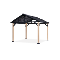 CANVAS Homestead Outdoor/Patio Faux-Wood Hard Top Gazebo with Ceiling Hook Front_Three_Fourths_Angled_Left