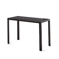 CANVAS Mercier Outdoor Patio High Dining Table with Tempered Glass Tabletop, Black Front_Three_Fourths_Angled_Left