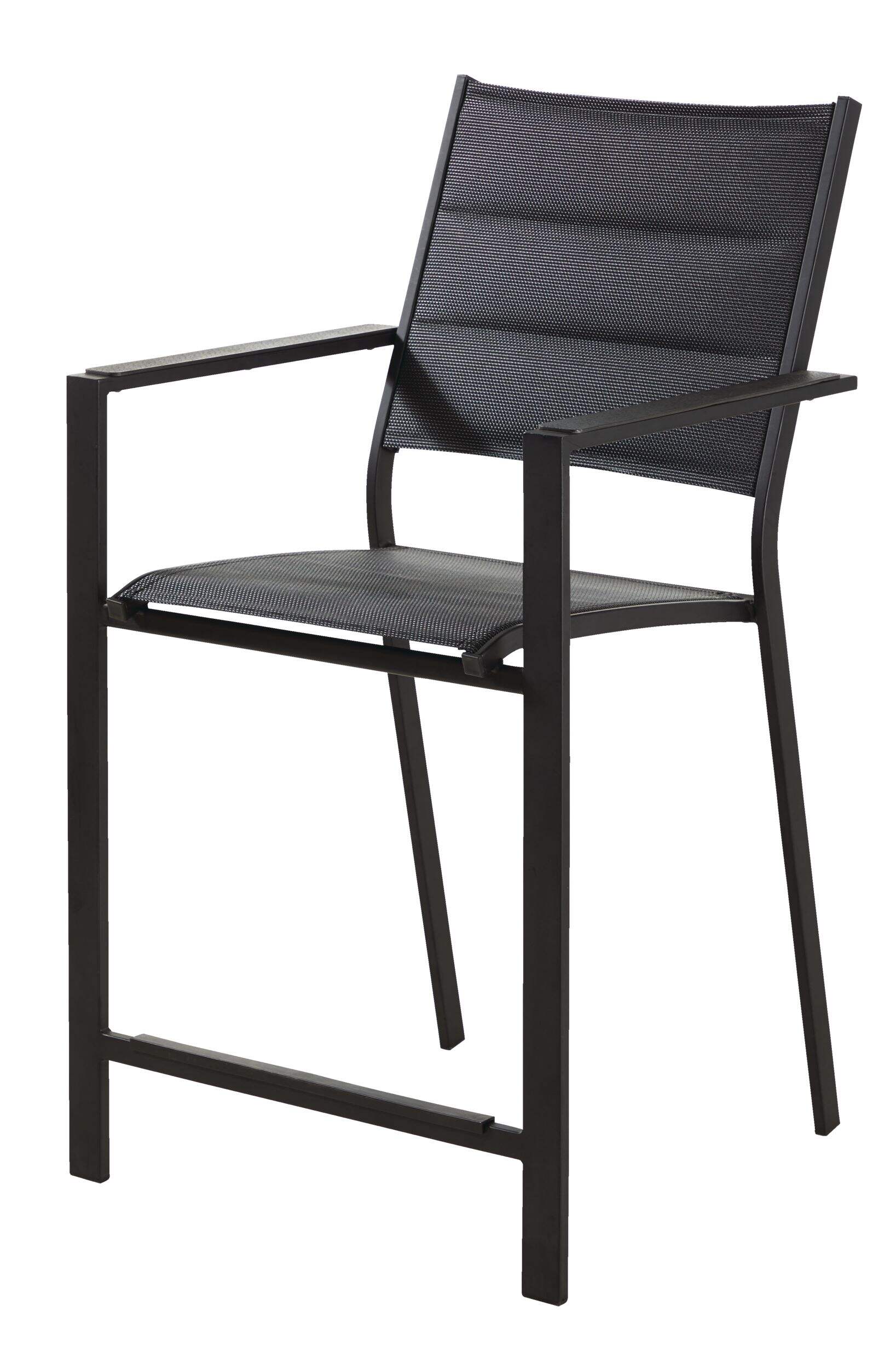 CANVAS Mercier Steel Frame Outdoor High Dining Chair, Black Front_Three_Fourths_Angled_Left