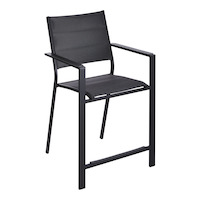 CANVAS Mercier Steel Frame Outdoor High Dining Chair, Black Front_Three_Fourths_Angled_Right