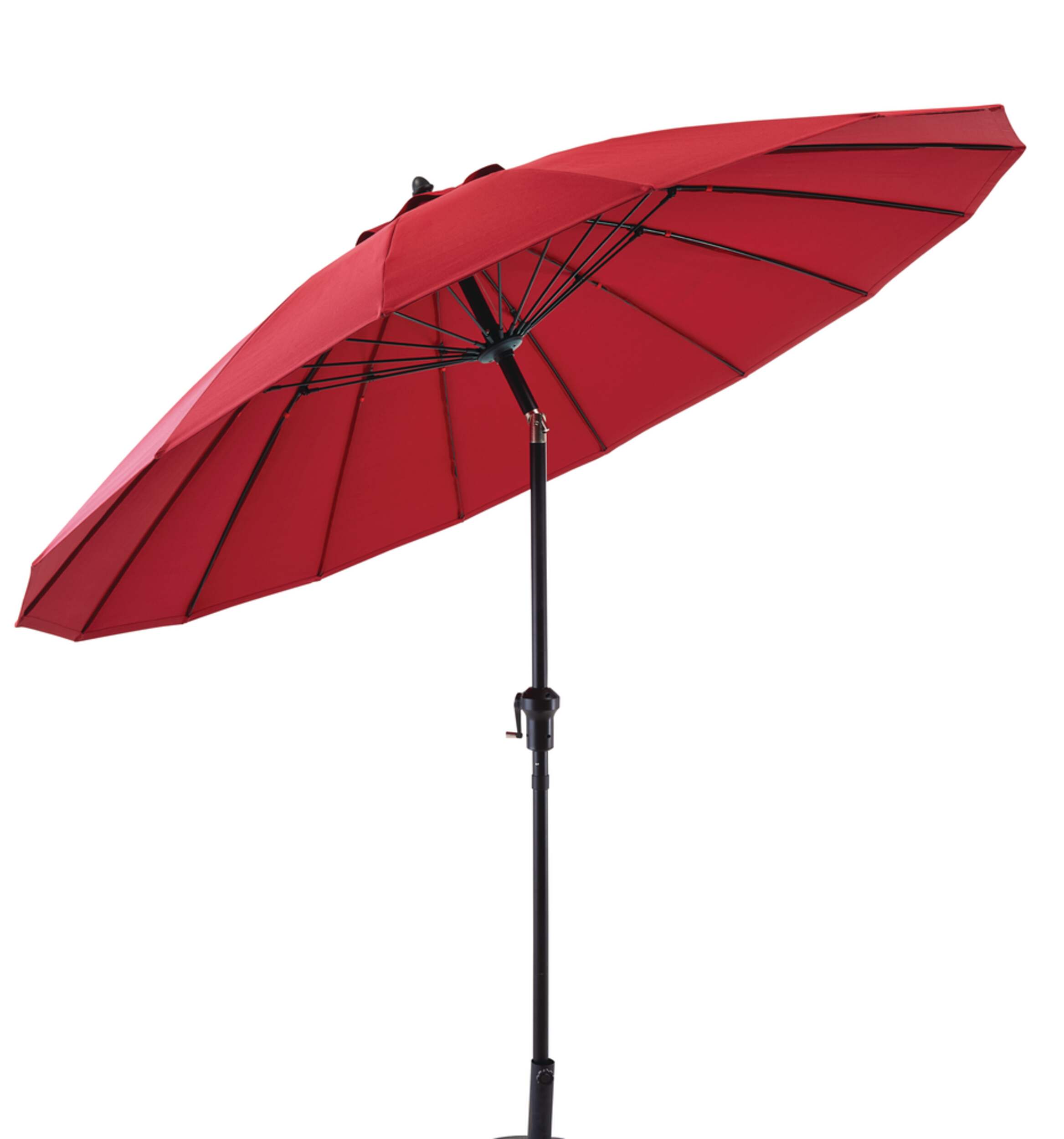 CANVAS Outdoor/Patio Auto Tilt Shanghai Umbrella, Red Front_Three_Fourths_Angled_Right