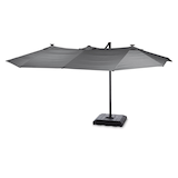 Parasol déporté à 3 niveaux pour l'extérieur/la terrasse CANVAS Simcoe avec lumières à DEL solaires, gris Front_Angled_Left