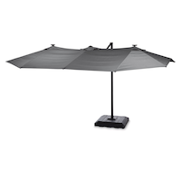CANVAS Outdoor/Patio Simcoe Triple Offset Umbrella with Solar-Powered LED Lights, Grey Front_Angled_Left