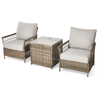 CANVAS Galiano Outdoor/Patio/Balcony Fire Chat Set, Grey, 3-pc