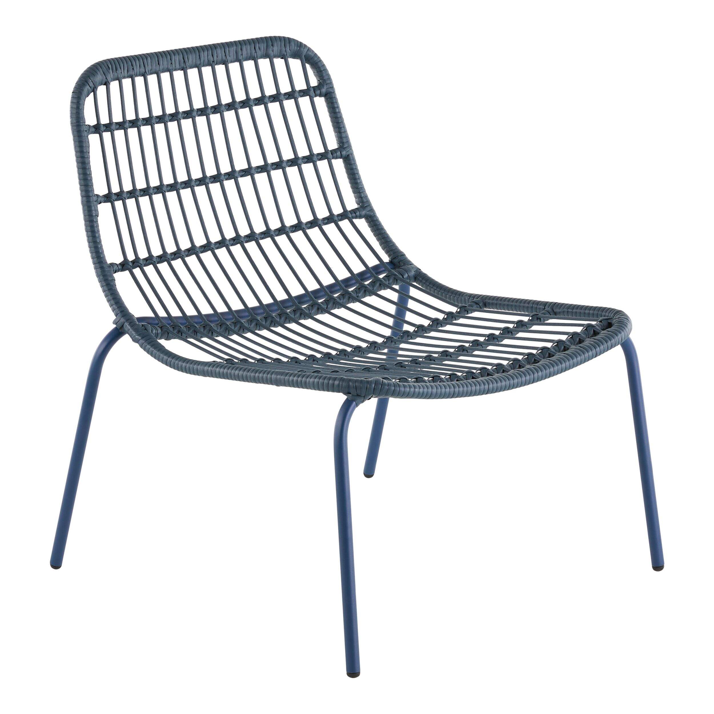 For Living Stacking Lounge Chair, Blue Front_Three_Fourths_Angled_Right