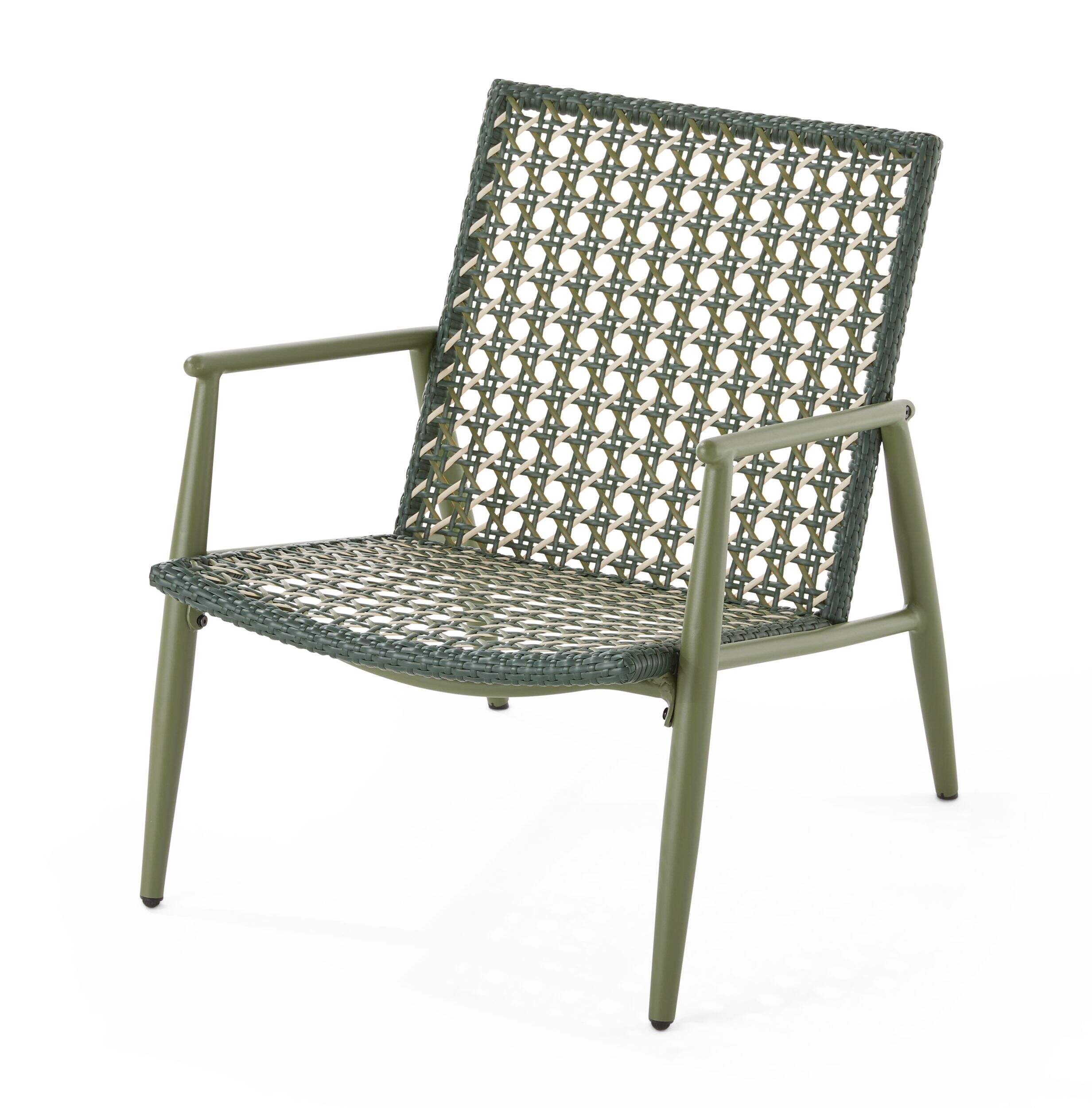 CANVAS Odette Aluminum Caning Weave Chair Front_Three_Fourths_Angled_Left