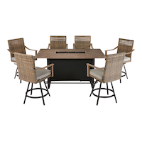 CANVAS Granville Fire Outdoor Dining Set with Water/Stain/Fade-resistant Cushions, 7-pc Composite_or_Mixed