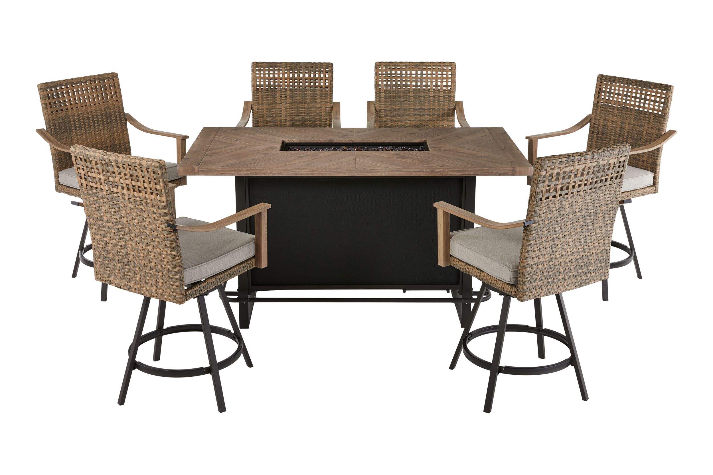 CANVAS Granville Fire Outdoor Dining Set with Water/Stain/Fade-resistant Cushions, 7-pc Composite_or_Mixed