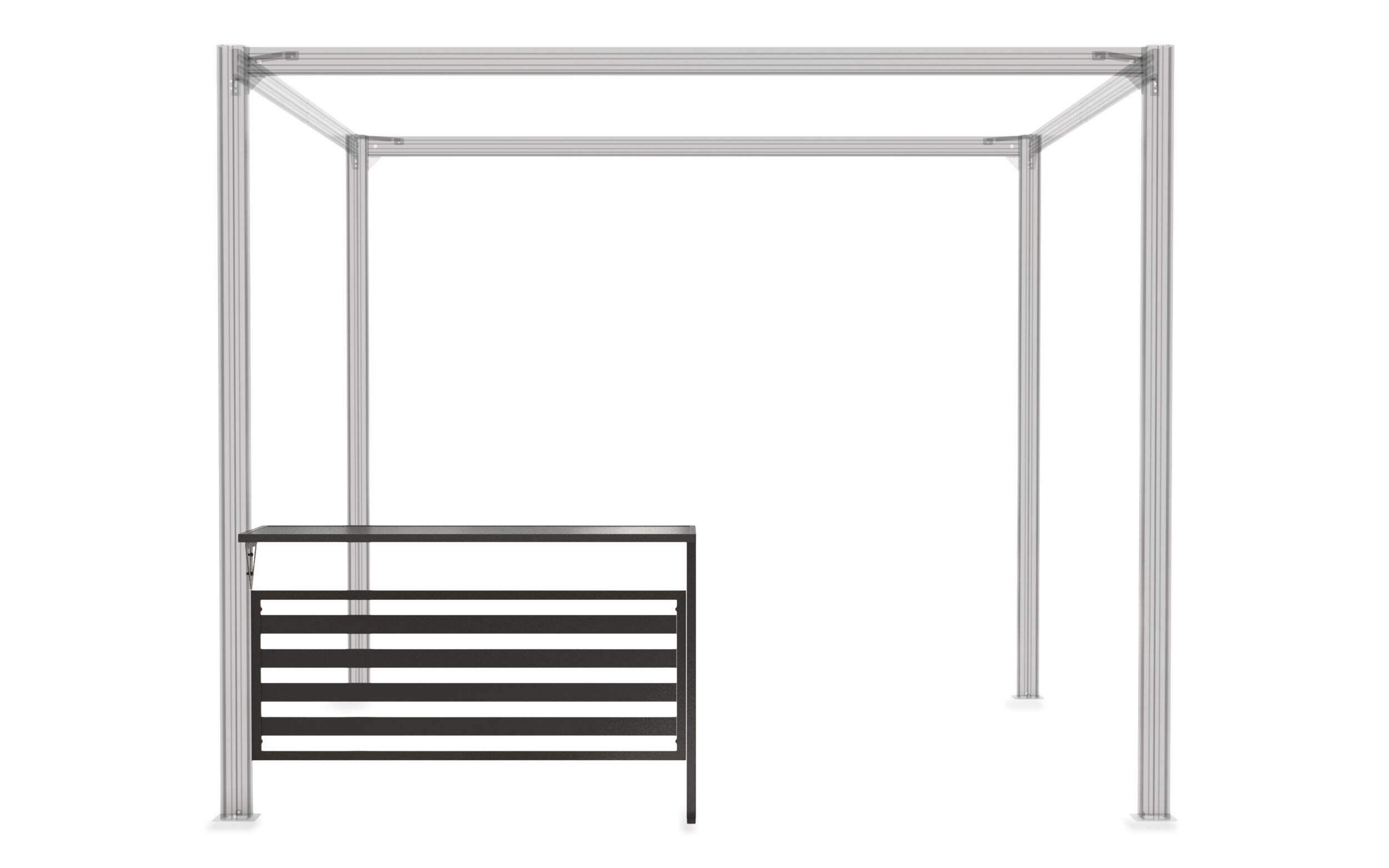 CANVAS Horizon Steel Frame Modular Outdoor Pergola Bar Counter, Black Front_Flat