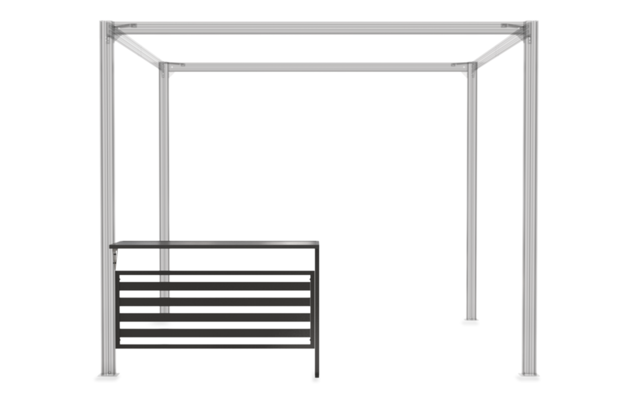 CANVAS Horizon Steel Frame Modular Outdoor Pergola Bar Counter, Black Front_Flat