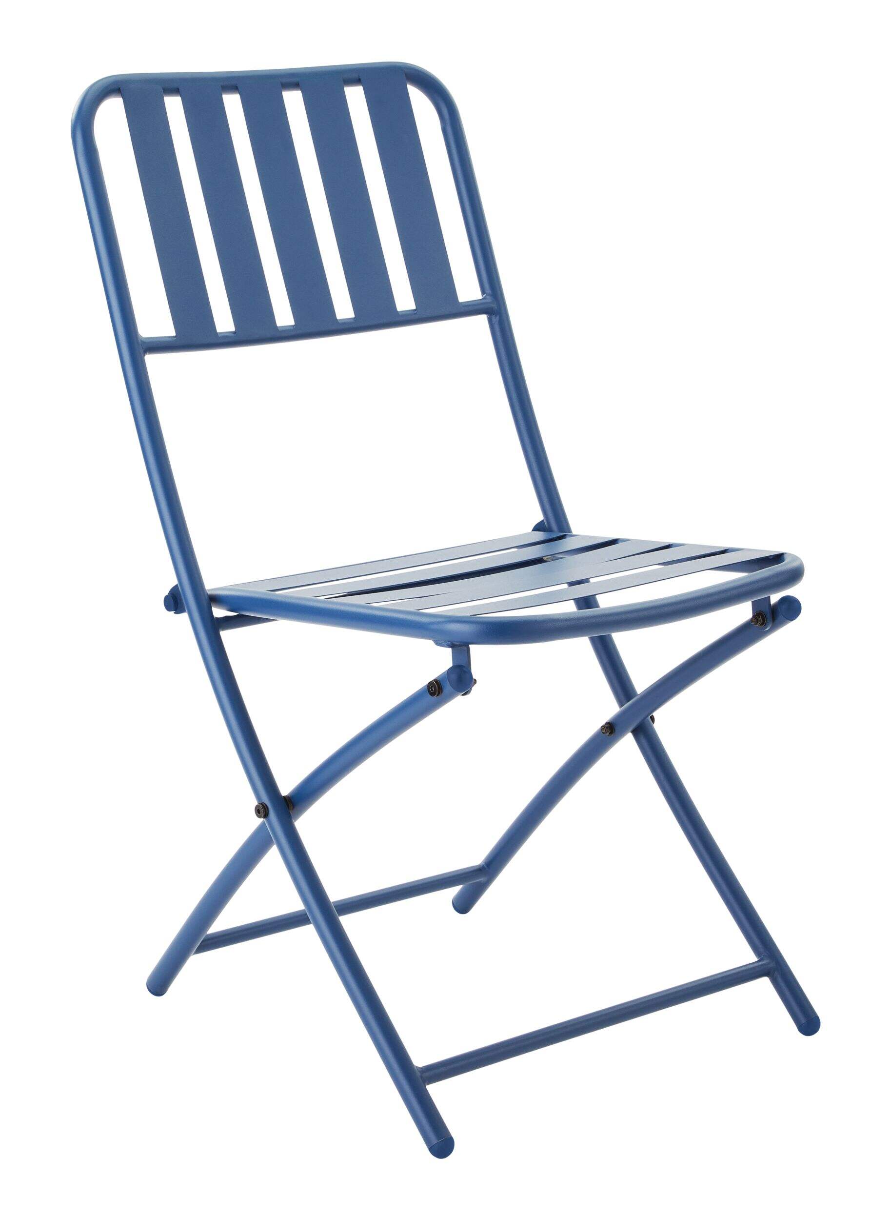 For Living Finch Metal Bistro Chair, Outdoor, Foldable Design, Blue Front_Angled_Right