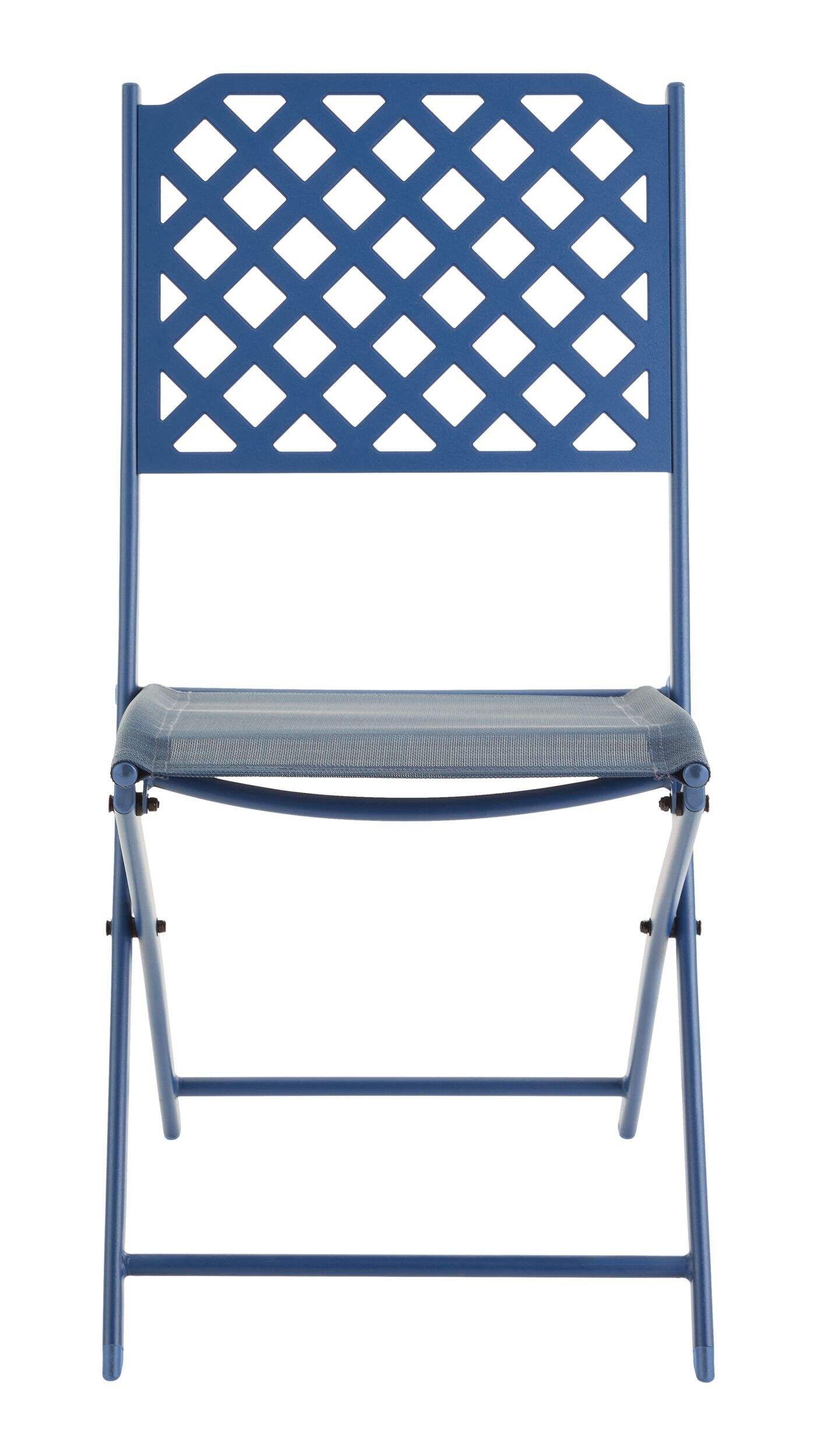 For Living Finch Lattice Bistro Chair, Outdoor, Foldable Design, Blue Front_Elevated