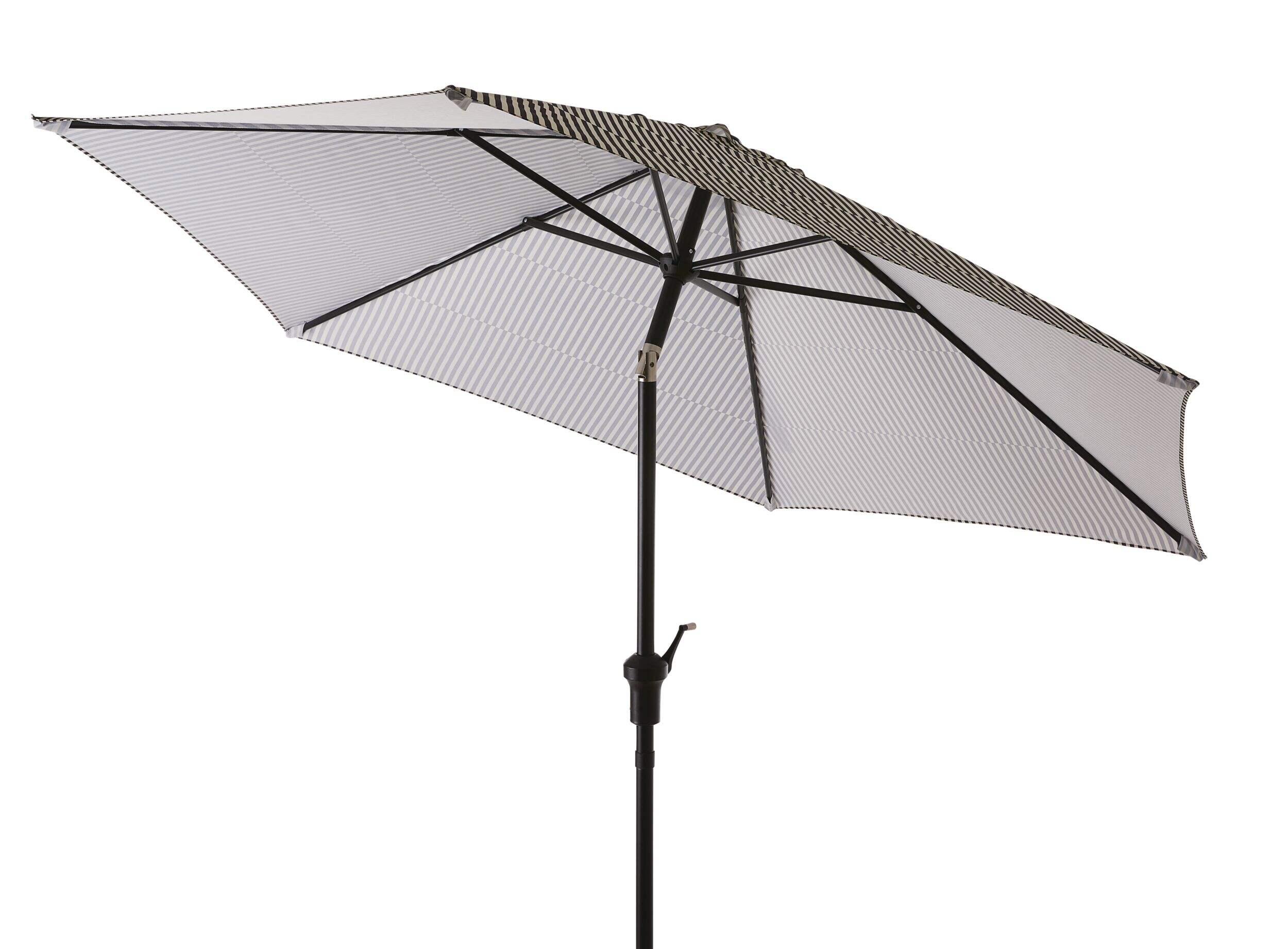 CANVAS Striped Market Umbrella, Polyester Fabric, Black & White Stripes CloseUp
