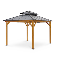 CANVAS Aurora Outdoor/Patio Wood Gazebo, Black, FSC Certified Wood, 10-ft x 12-ft Front_Three_Fourths_Angled_Left