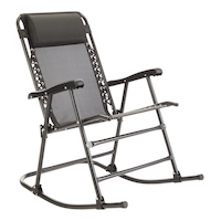 For Living Foldable Rocking Zero Gravity Chair, Polyester, Grey Front_Three_Fourths_Angled_Right