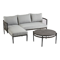 CANVAS Brooks Outdoor Patio Sectional Set, 3-pc, Water/Stain/Fade-resistant Cushions Front_Three_Fourths_Angled_Right