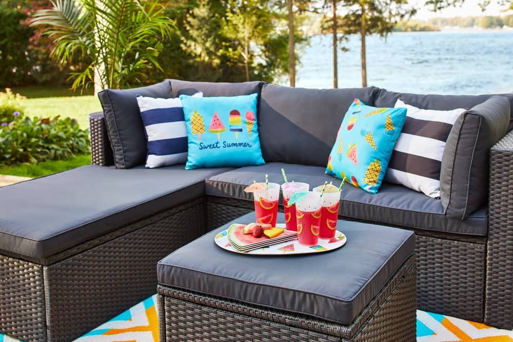 For Living Wicker Patio Sectional Set, Replacement Cushions For Outdoor Furniture Canadian Tire