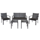 CANVAS Mercier Outdoor/Patio Conversation Set w/Tempered Glass Tabletop, 5-pc Front_Flat