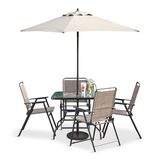 Mobilier de jardin en acier avec plateau en verre For Living, gris, paq. 6 Composite_or_Mixed