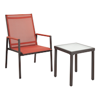 For Living Outdoor/Patio/Balcony Bistro Set with Glass Top, Polyester, 3-pc, Red Front_Angled_Right